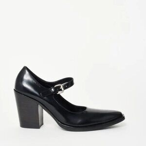 Prada Black Brushed Leather Heels - Size 41
